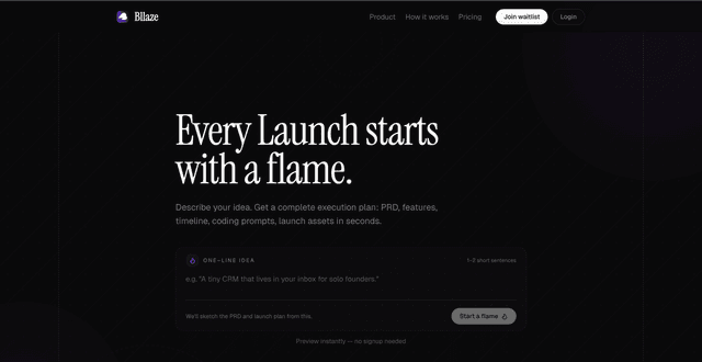 Bllaze - AI-Native Product Management project screenshot